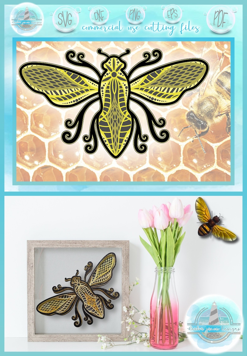 Download Layered 3D Mandala Bee Svg - SVG Layered