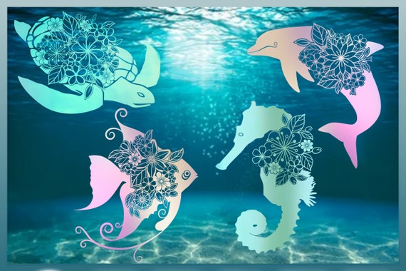 Download Sea Turtle Dolphin Angel Fish Seahorse Floral Mandala Bundle Svg Files For Cricut Dxf Eps Pdf Png Included Plus Sublimation Printables Art Collectibles Digital Vadel Com
