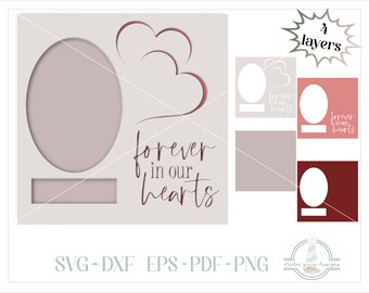 3D Memorial Picture Frame SVG - Forever In Our Hearts SVG Files for Cricut Silhouette - Layered Shadowbox SVG