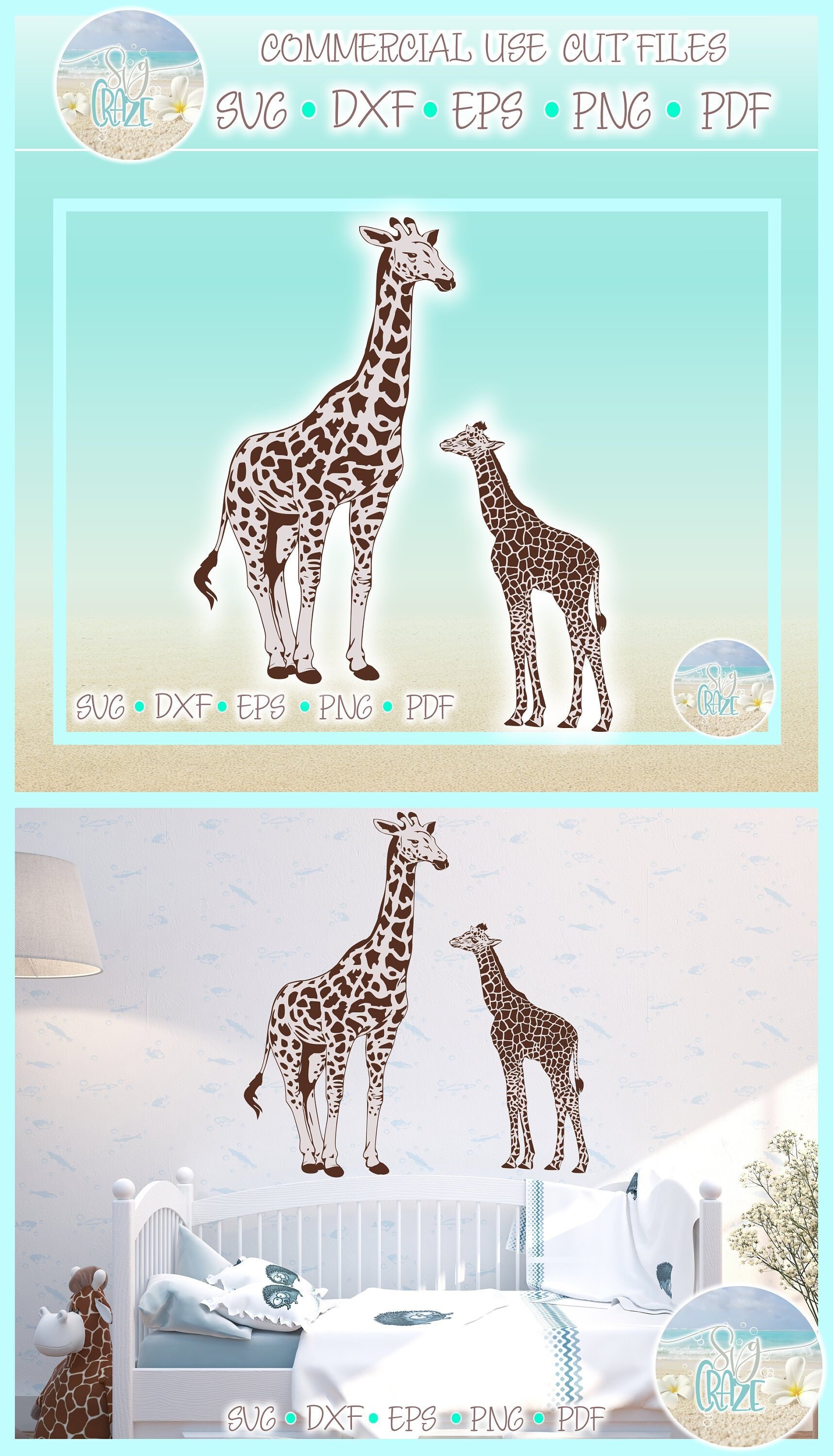Download Mommy and Baby Giraffe SVG Dxf Eps Png PDF files for ...