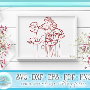 Poppies SVG | Poppy Flowers SVG | Flower SVG Files for Cricut Silhouette - Dxf Eps Pdf Png Included