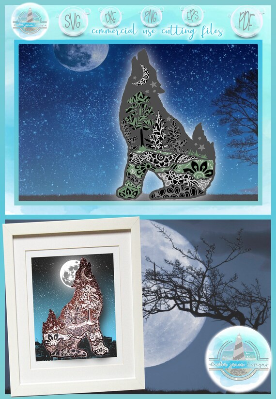 3d Layered Design Wolf Mandala Svg File Multi Layered Etsy