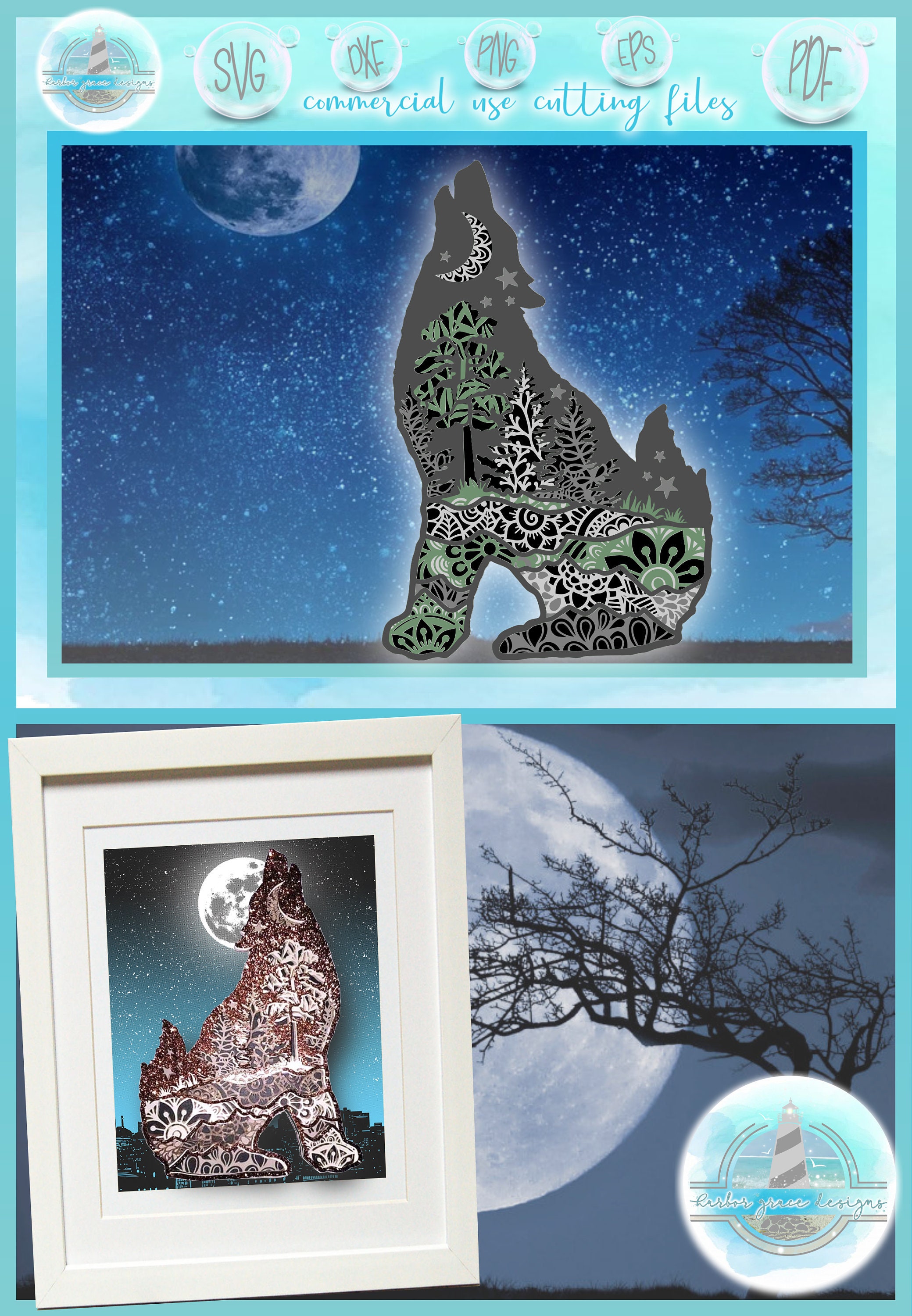 Download 3d Layered Design Wolf Mandala Svg File Multi Layered Etsy