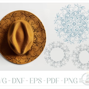 READY TO PRINT - Fits 15"x13.5" hats - Mandala Hat Burning Design - For Pyrography - Printable Pdf & Word Doc