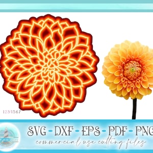3D ダリア フローラル マンダラ SVG ファイル | Cricut シルエット ペーパー クラフト用マルチ レイヤー マンダラ SVG ファイル - レーザー - スクロール ソー