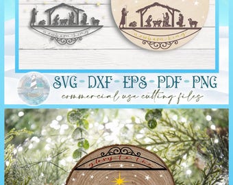 Christmas Nativity Round Sign SVG files for Cricut Silhouette | Nativity SVG - Round Nativity