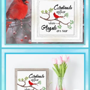 Counted Cross Stitch PDF Pattern | Cardinals Appear When Angels Are Near Quote | Great For Beginners - All Full Stitches