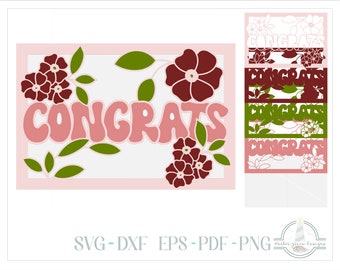 Congrats Card, Layered Card front, Congratulations Card, SVG files for Cricut and Silhouette, Cut Out Card svg, Papercut SVG, Card Front Svg