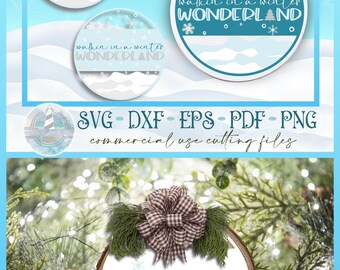 Christmas SVG | Walkin In A Winter Wonderland Round Sign SVG | Christmas Sign SVG | Round Sign Design