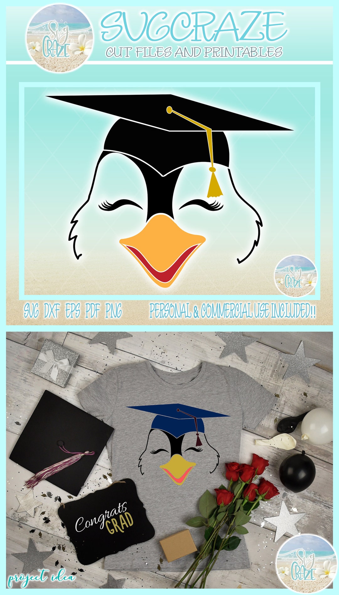 Penguin Face With Graduation Cap Seniors 2019 SVG Files for Cricut ...