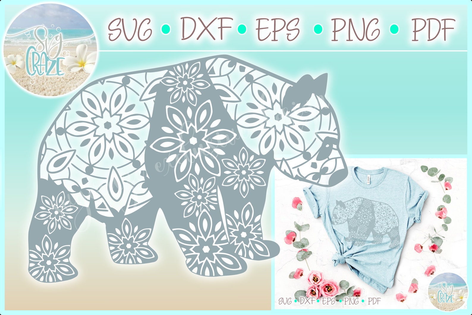 Download Panda Mandala Zentangle SVG Files for Cricut Silhouette ...