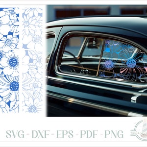 Wildflowers Floral Pattern Car Truck Window Decal SVG files for Cricut, Silhouette Dxf Eps Pdf Png - 15 connecting tiles included
