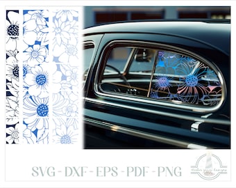File SVG per decalcomanie per finestrini di auto e camion con motivo floreale di fiori di campo per Cricut, Silhouette Dxf Eps Pdf Png - 15 tessere di collegamento incluse