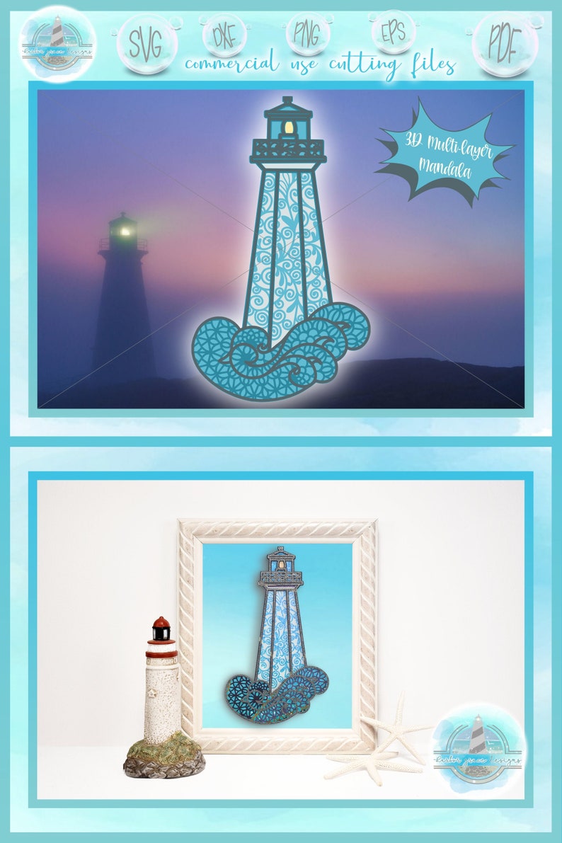 3D Layered Design Lighthouse Mandala SVG file Multi | Etsy