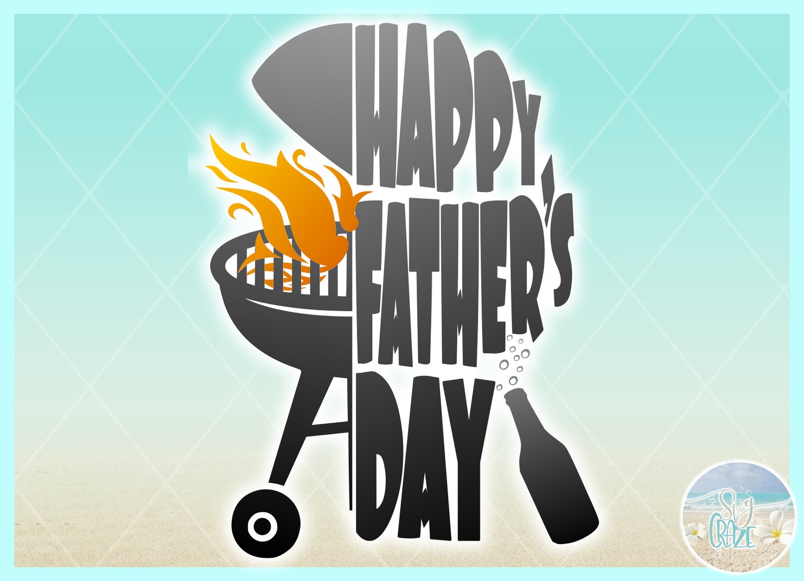 Download Happy Fathers Day with Grill and Flames SVG Files for ...