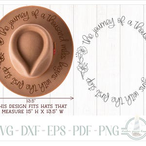 De reis van duizend mijl begint met de eerste stap citaat Hat Burning Design - voor pyrografie - SVG Dxf Eps Pdf Png- en Word-bestanden