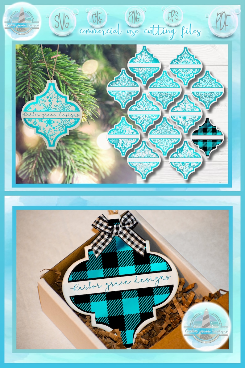 Download Arabesque Tile Christmas Ornament Split Frame Mandala ...