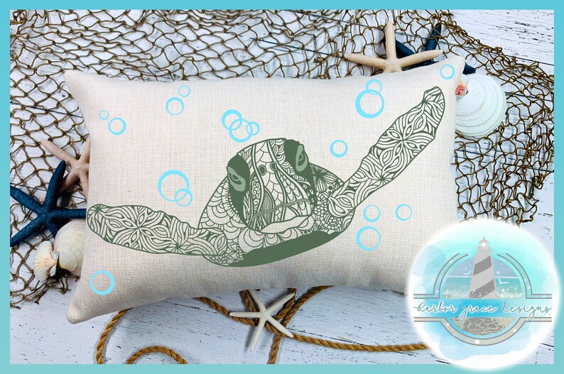 Download Sea Turtle Mandala Swimming with Bubbles SVG Files for ...