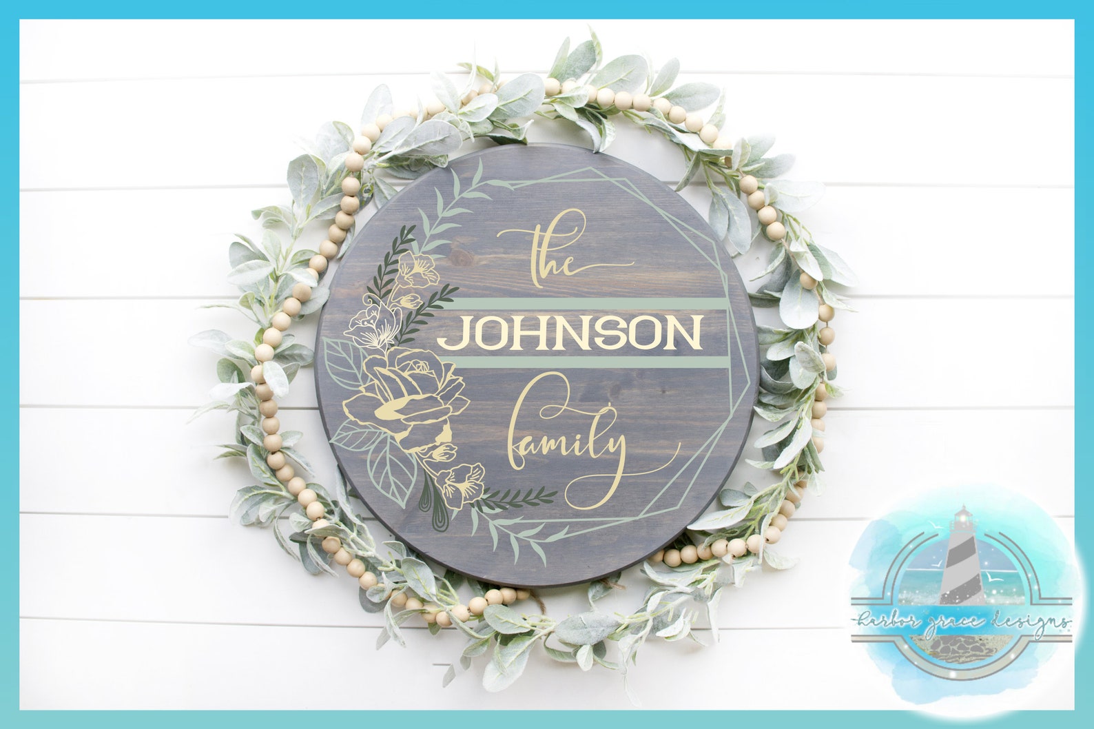 Farmhouse Style Split Frame Family Monogram Round Sign Bundle SVG Files ...