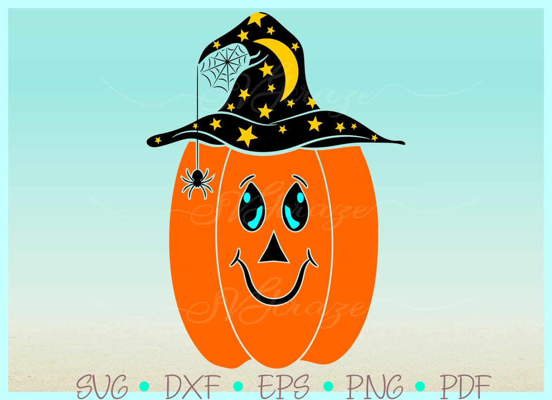 Pumpkin Jack O Lantern Witch Hat SVG Files for Cricut Silhouette - Dxf ...