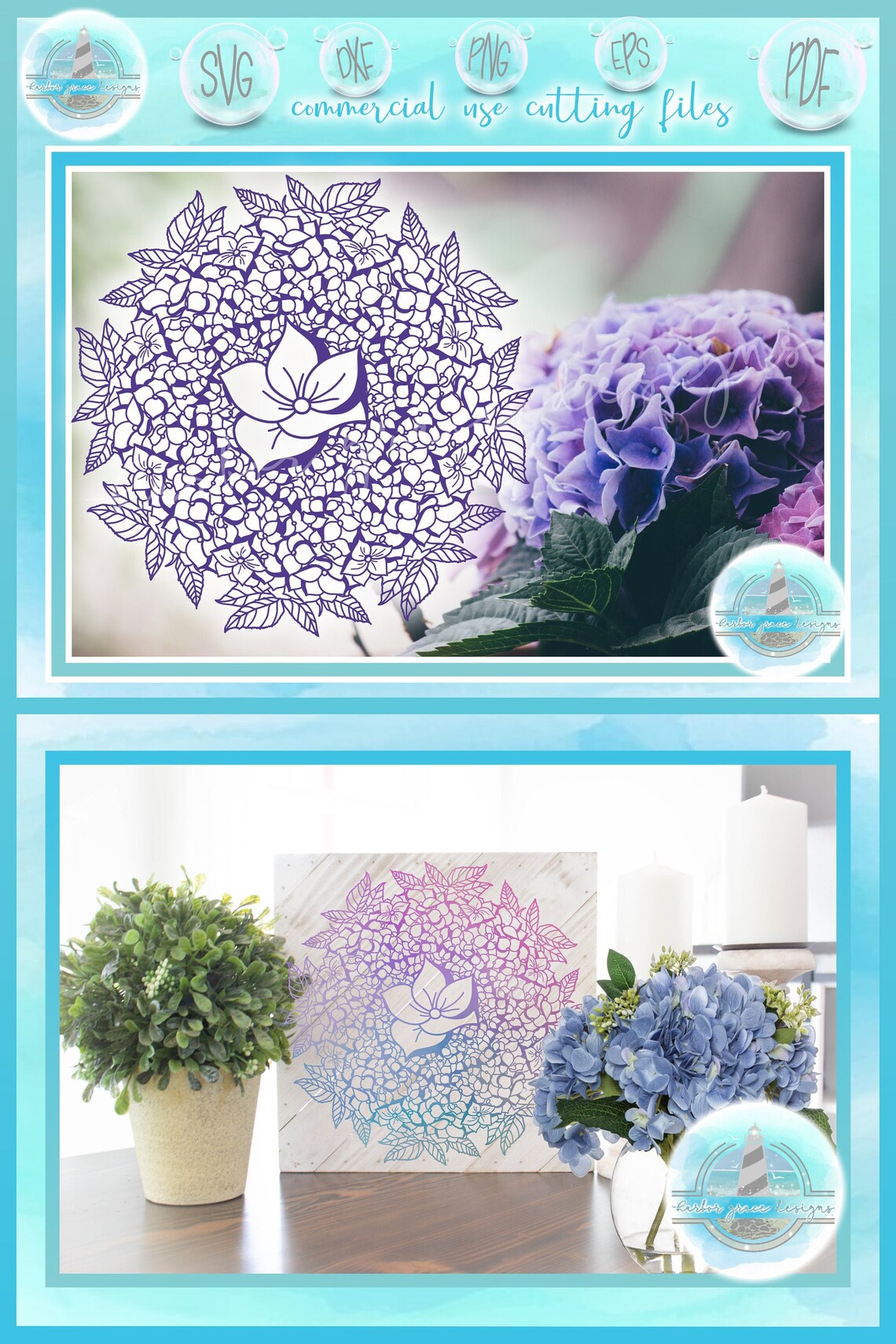 Hydrangea Bloom Mandala Zentangle SVG Files for Cricut Silhouette - Dxf ...