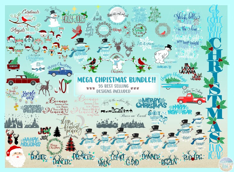 95 DESIGNS! MEGA Christmas Bundle SVG Files for Cricut Silhouette - Dxf ...