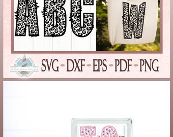 Paquete SVG de letras del alfabeto con estilo doodle de estampado de leopardo, SVG del alfabeto con estampado de leopardo, SVG de letras de leopardo, letras con patrón de leopardo, SVG de leopardo