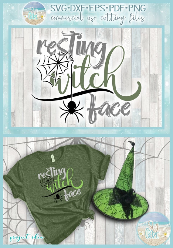 Resting Witch Face with Spider Web SVG Dxf Eps Png PDF Files For Cricut Silhouette  Tshirt Tumbler Tote Decal Sublimation