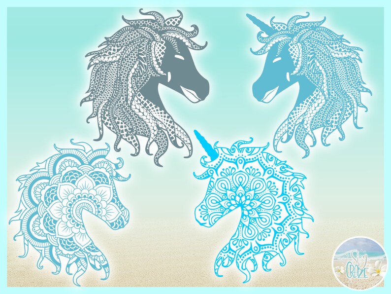 Download Unicorn Horse Mandala Zentangle Bundle SVG Files for ...