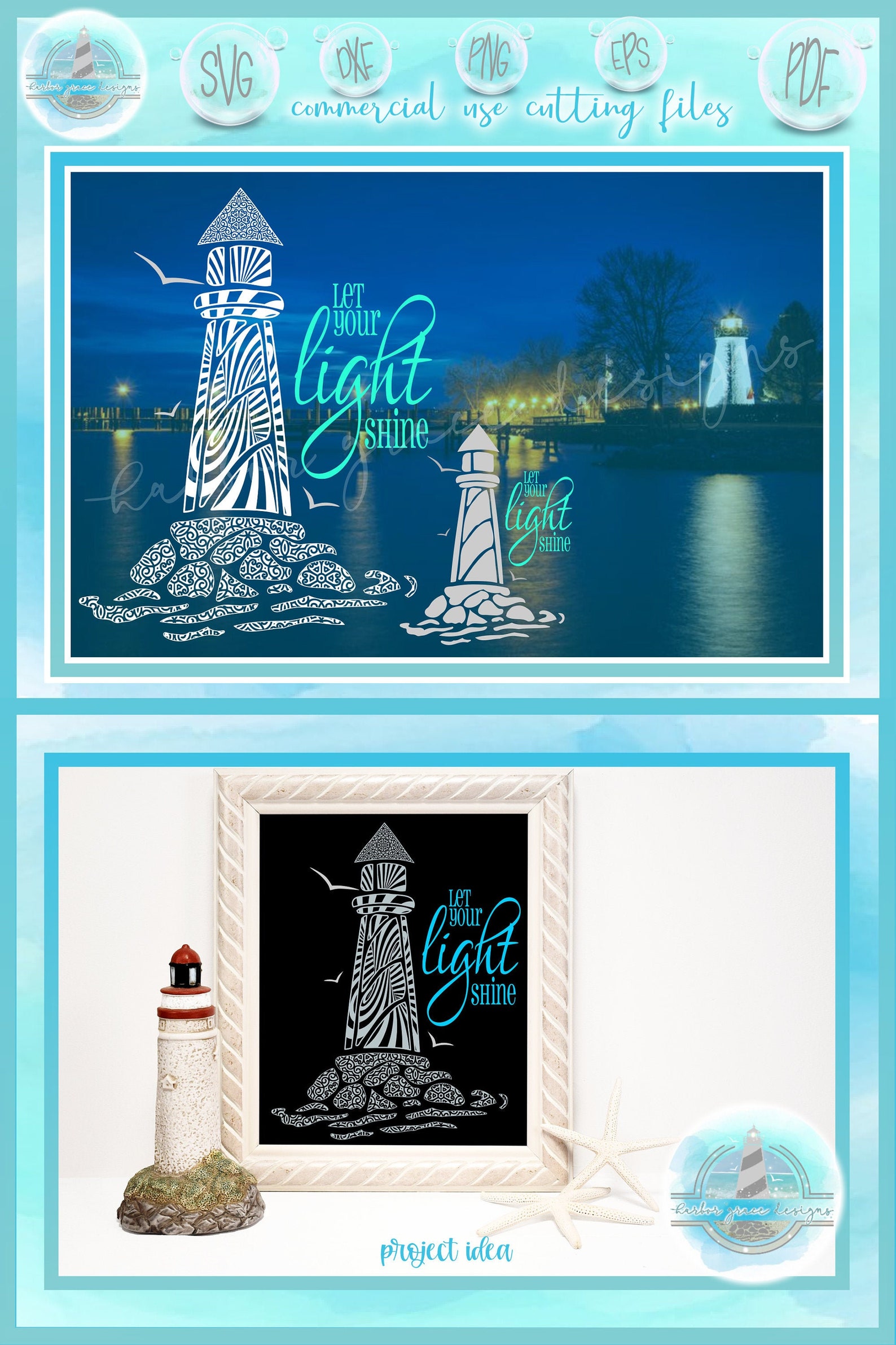 Lighthouse Mandala Zentangle Let Your Light Shine Quote SVG Files for ...