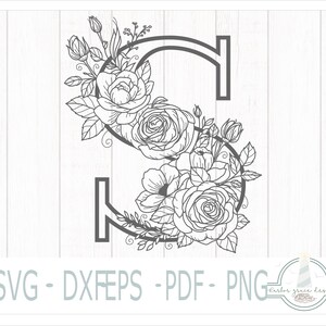 Letter S Rose Alphabet Series Hat Burning Design - For Pyrography