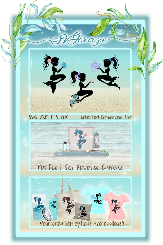 Mermaid Silhouette Sealife SVG SVG Files for Cricut Silhouette - Dxf Eps Pdf Png Included