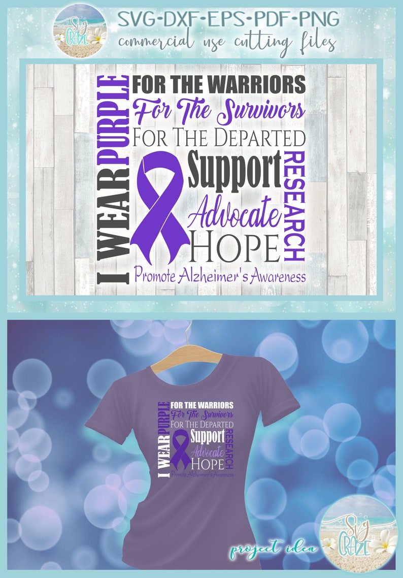 Alzheimers Awareness I Wear Purple Support Research Hope Svg Etsy