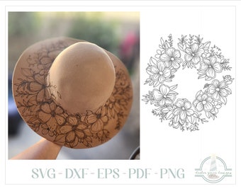 READY TO PRINT - Fits 15"x13.5" hats - Flowers and Dots Hat Burning Design - For Pyrography - Printable Pdf & Word Doc