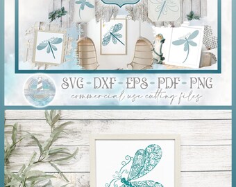 Dragonfly SVG | Dragonfly Mandala Zentangle Bundle SVG Files for Cricut Silhouette - Dxf Eps Pdf Png Included