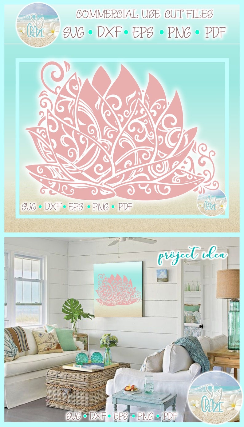 Download Lotus Water Lily Flower Mandala SVG Files for Cricut | Etsy