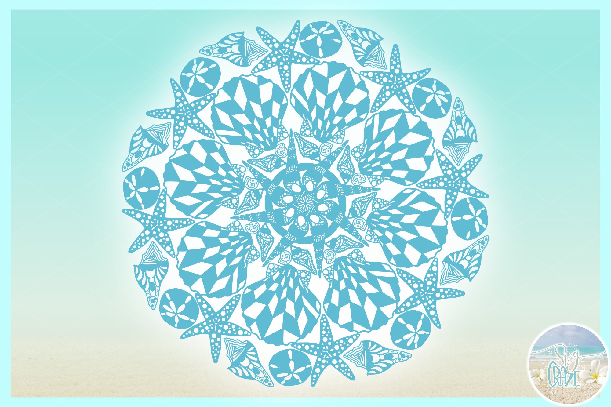 Hand Drawn Seashell Mandala Zentangle SVG Files for Cricut | Etsy