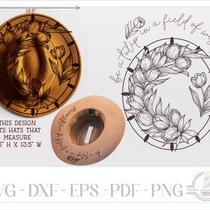 Tulipes fleurs chapeau brûlant Design - pour la pyrogravure - fichiers SVG pour Cricut Silhouette - Dxf Eps Pdf Png inclus