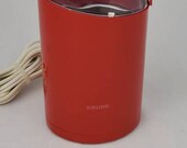 Vintage Krups Coffee Bean Grinder Spice Mill, Type 203, Red, Blade Grinder, Clear Lid, Screw On Top, 160 W, Made In Hong Kong, Tested Works