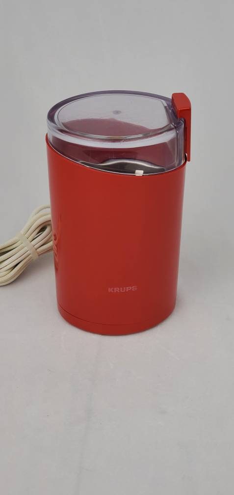 Vintage Krups Coffee Bean Grinder Spice Mill, Type 203, Red, Blade Grinder,  Clear Lid, Screw on Top, 160 W, Made in Hong Kong, Tested Works 