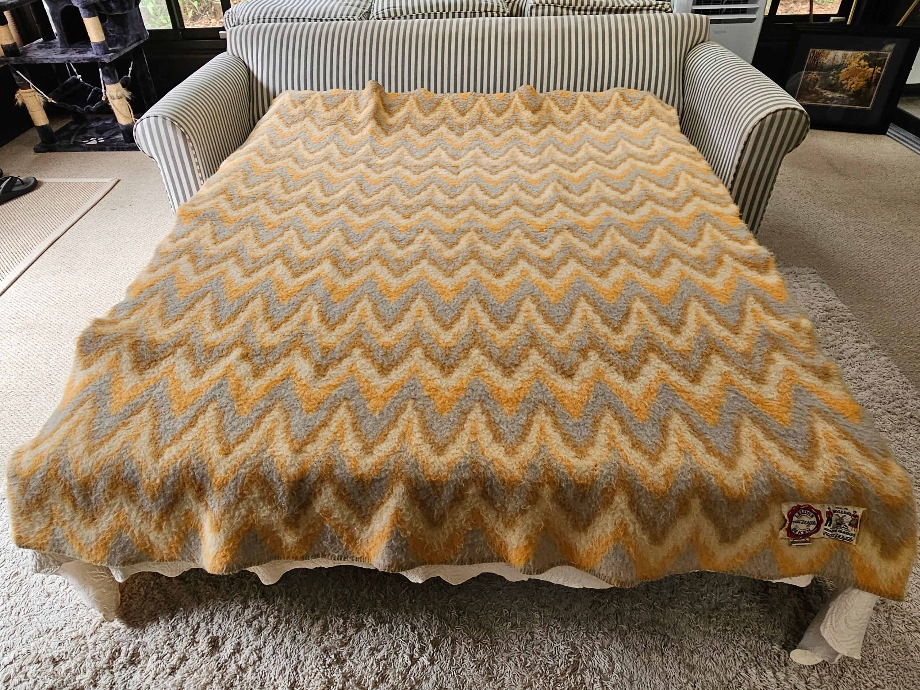 Van Wyk Leiden 100 Virgin Wool Health Blanket, Flame Pattern, Orange