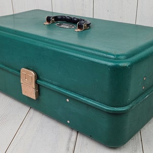 Vintage UMCO 204U Large Green Tackle Box, Fold Out, Expanding, 18