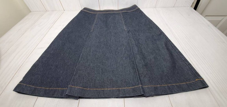Bisou Bisou Short Denim Skirt Dark Blue Knee Length A-line | Etsy Australia