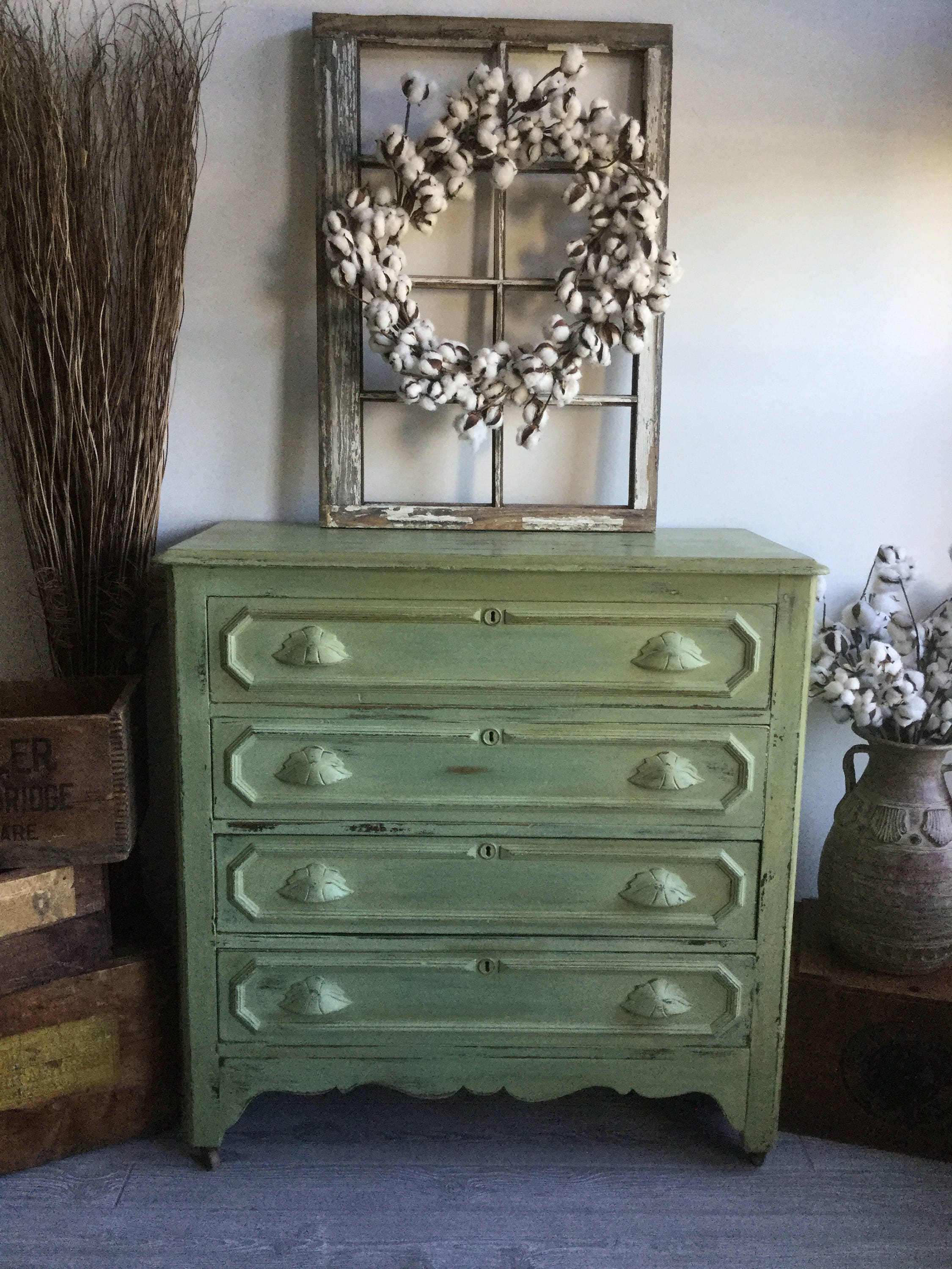 SOLD Antique Knapp Joint Dresser 1870 1900 4 Drawers Slatted Wood