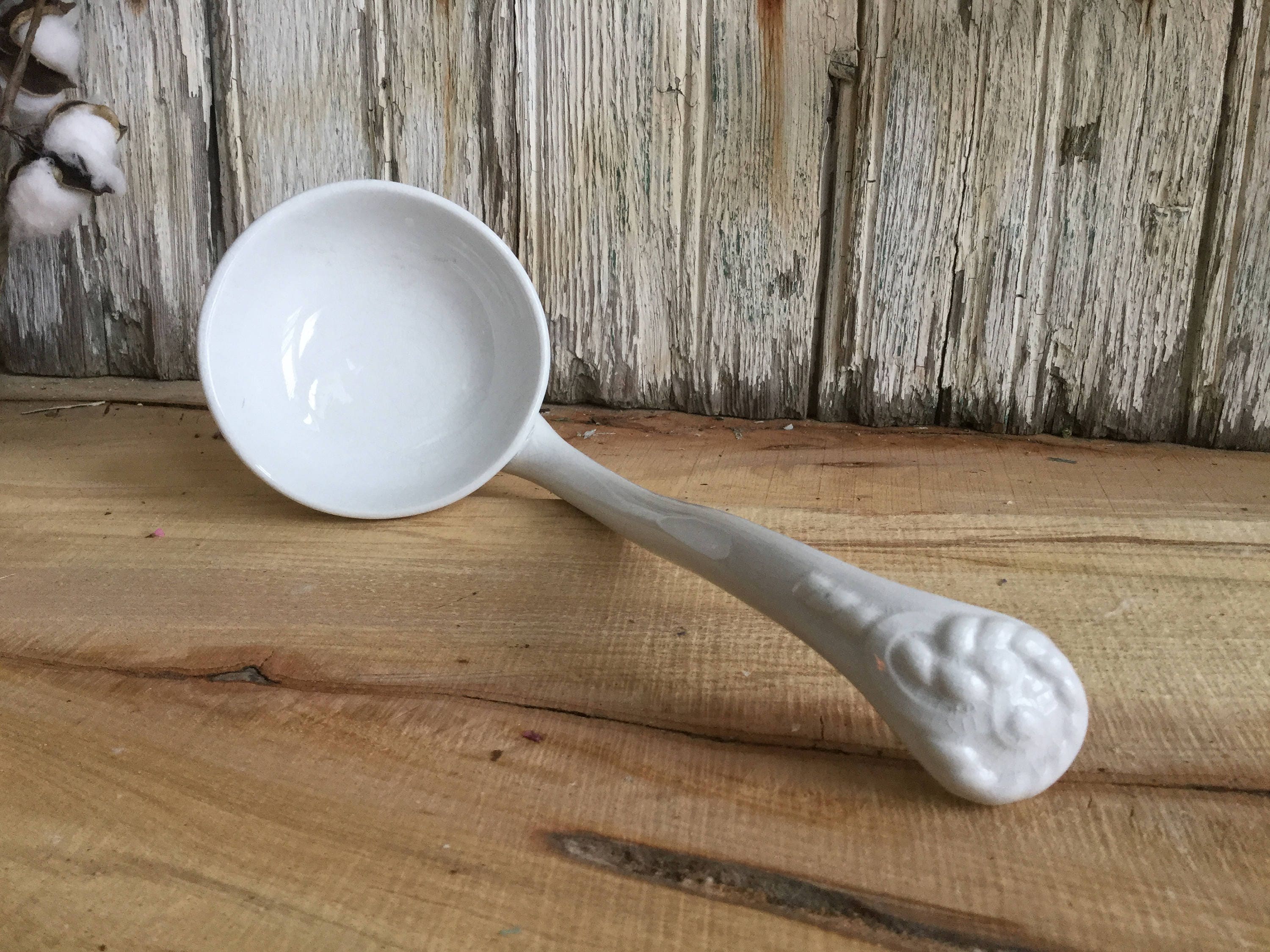 White Ironstone Ladle Cable and Ring Pattern Tureen Ladle Etsy