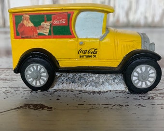 Vintage Coca Cola Yellow Delivery Truck ~ Town Square Collection ~ 1992 ~ Santa Delivery Truck ~ Coca Cola Santa