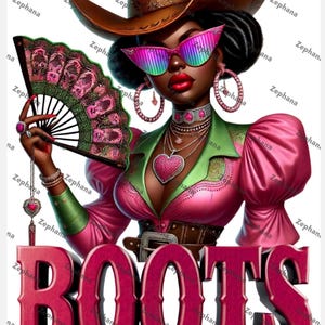 Black Cowgirls Boots On The Ground Pink PNG
