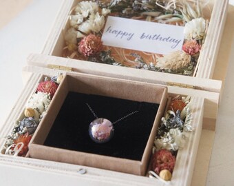 Flower Box: Silver 925 Dried Flower Necklace