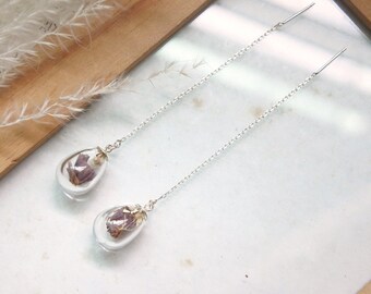 Silver 925 Dried Flower Earring