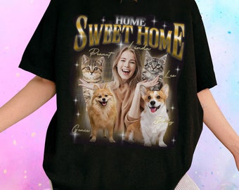 Custom Pet Bootleg Comfort Colors Shirt Png, Custom Retro Cat Dog Bootleg Shirt, Custom Your Own Bootleg Pet Photo Shirt Png Digital